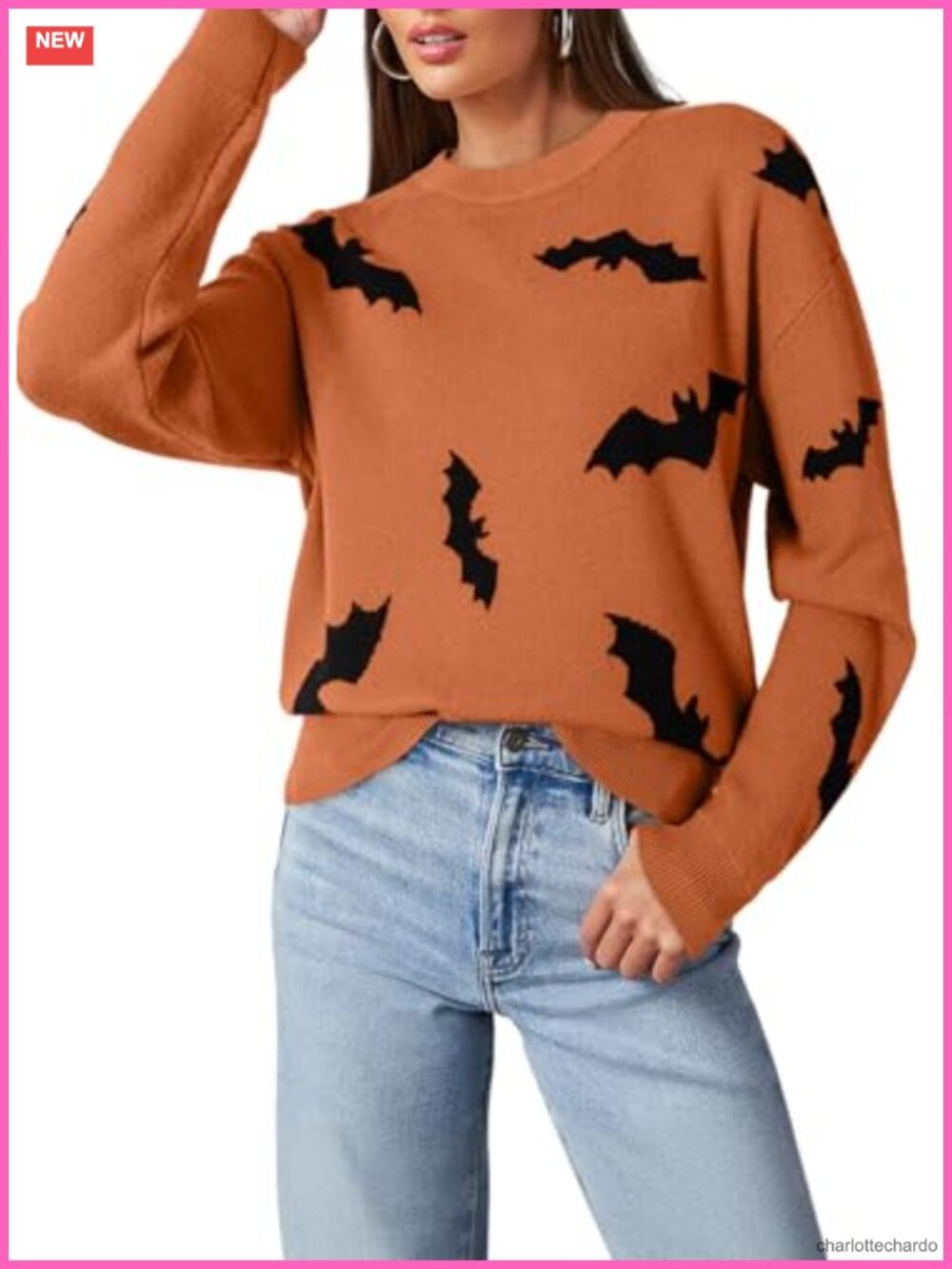 Floral Cable Knit Long Sleeve Pullover Sweater Loose Fit for Fall Winter